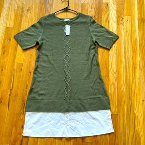 New York & Company green and white button dress
